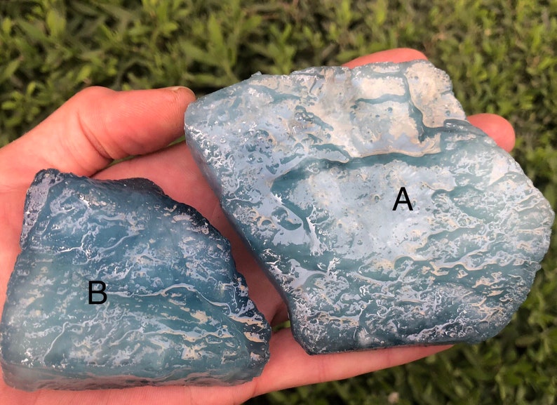 Gorgeous 4\u201d and 2.5\u201d long raw aquamarine chunks and 4 oz. top quality 7 oz