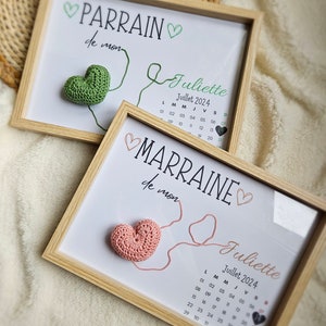 Crochet godfather and godmother gift frame. Baptism gift