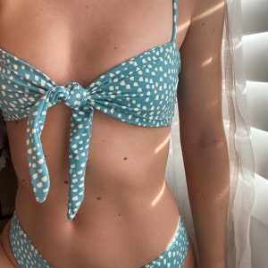 Blue Polkadot Bandeau Bikini Top