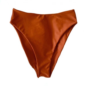 Rust Orange High Waisted Bikini Bottom High Waisted Bikini, Cheeky Bikini, Medium Coverage Bikini, Handmade Seamless Bikini, Orange Bikini image 7