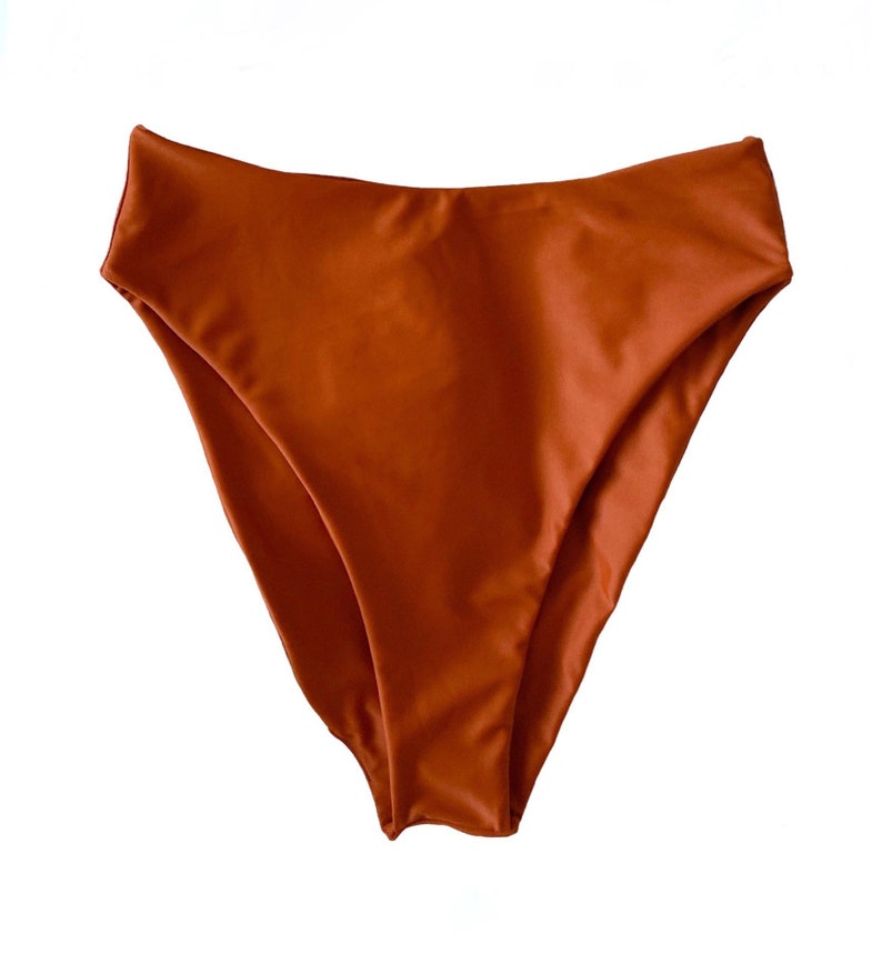 Rust Orange High Waisted Bikini Bottom High Waisted Bikini, Cheeky Bikini, Medium Coverage Bikini, Handmade Seamless Bikini, Orange Bikini image 7