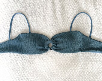 Dusty Blue Ring Bandeau Bikini Top | Blue Bikini Top, Seamless Bikini, Handmade Bikini, Women's Swimwear, Blue Swimsuit, Handmade Swimsuit