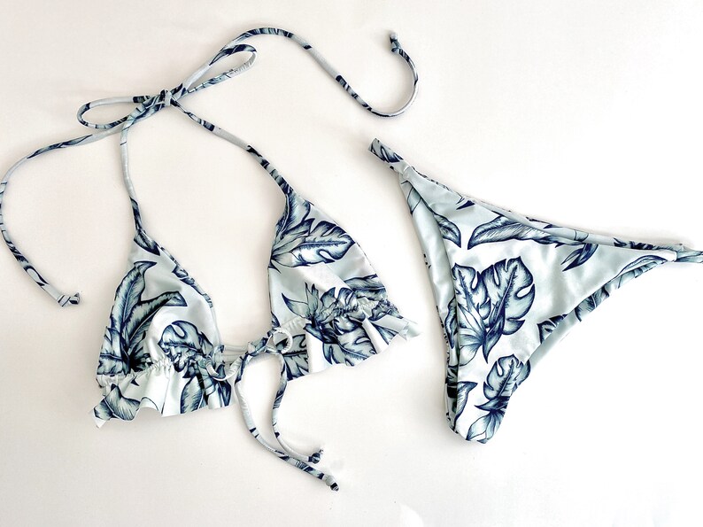 Mint Leaf String Bikini Bottoms / Green Bikini / Blue Bikini / Etsy