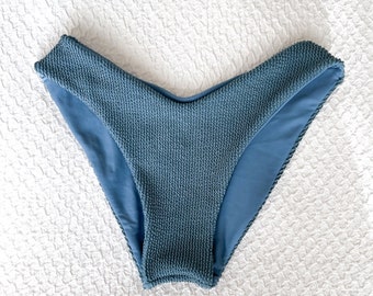 Dusty Blue Bikini Bottoms | Medium Coverage Bikini Bottoms, Seamless Bikini, Handmade Bikini, Blue Bikini Bottom, Medium Cheeky Bikini