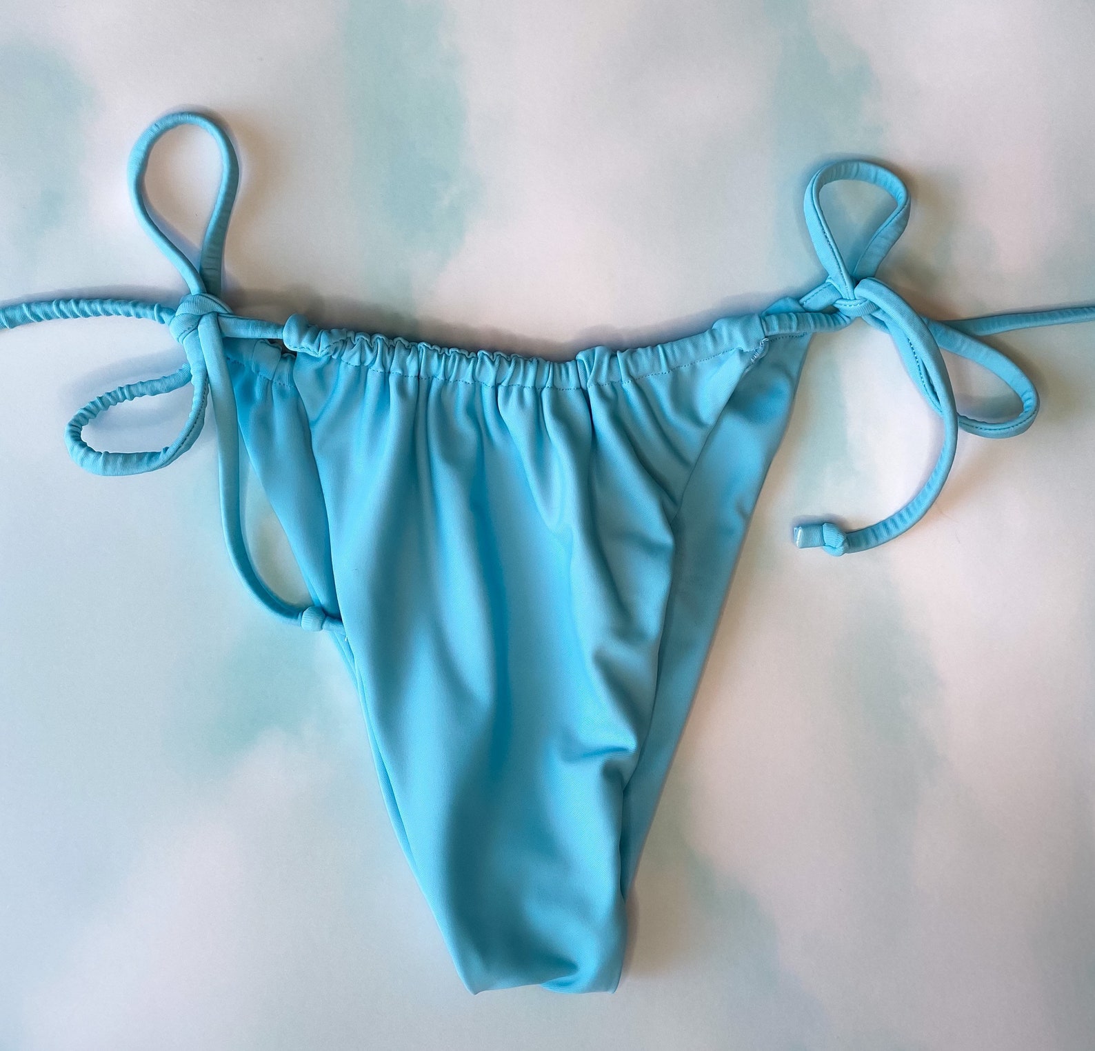 Aqua Blue String Bikini Bottom / Cheeky Bikini Bottoms / Etsy