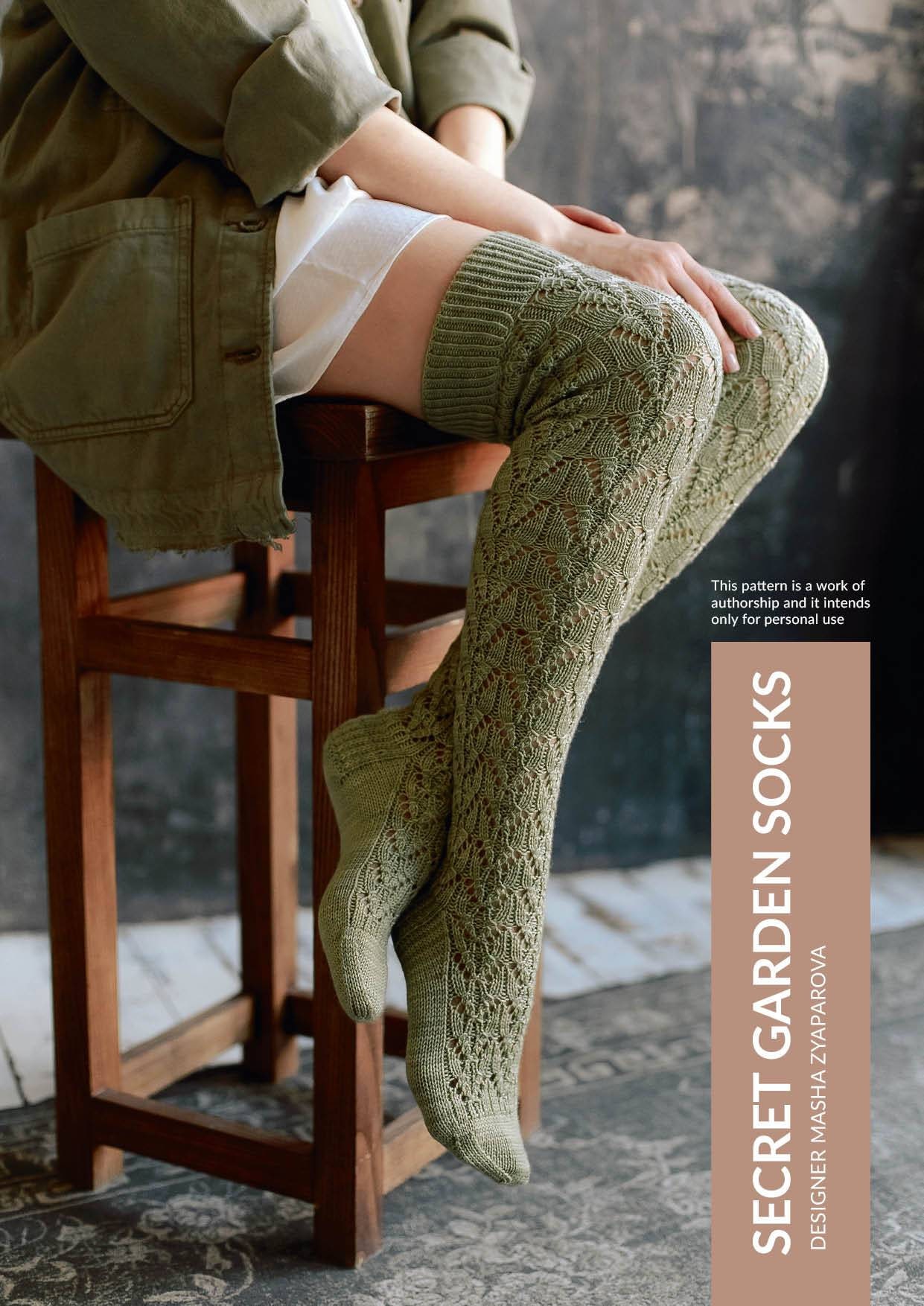 PDF KNITTING PATTERN Socks. Thigh high socks pattern. Knee Socks pattern. Mid-calf socks pattern. Socks pattern. Knitted Woman socks.