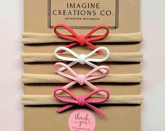 Faux Suede Baby Girl Bows – Soft Nylon Headbands, Neutral Infant Hair Accessories