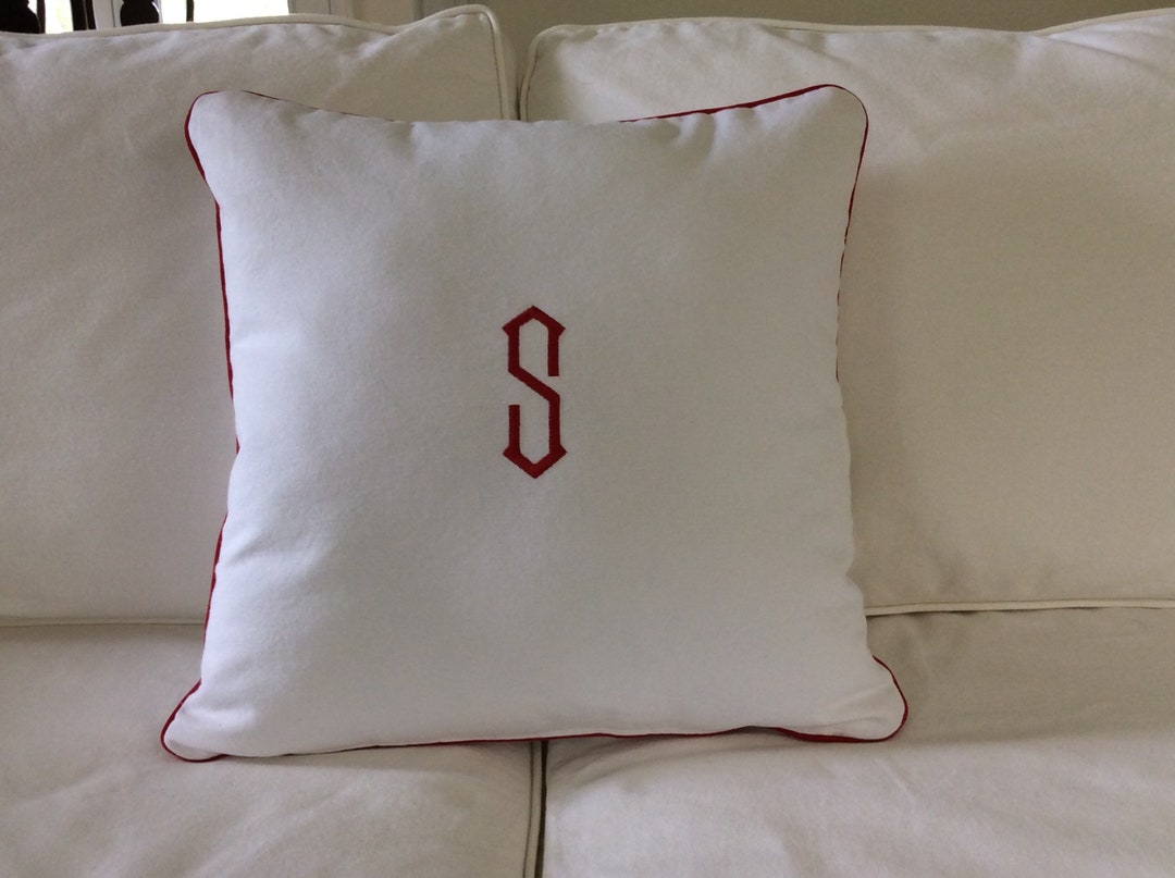 Custom Throw Pillow Cover 20x20 White Cotton Canvas Piped and Etsy