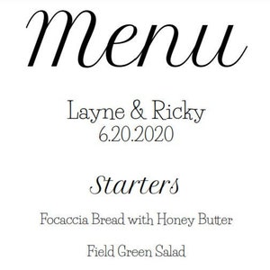 Dinner Menu Placecard