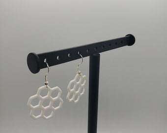 3D Printed White Honeycomb Earrings