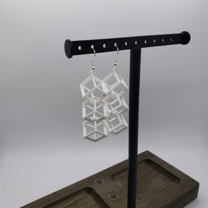 3D Printed White Cube Earrings