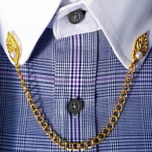 Collar Pins Collar Chain Shirt Clip Lapel Pin With Pearl Etsy