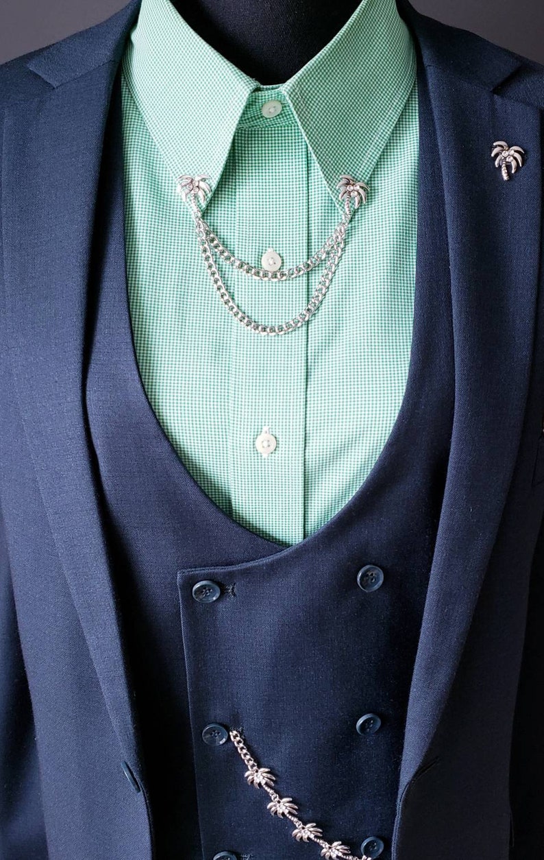Double Collar Pins Set Pocket Watch Chain Lapel Pin Palm Etsy