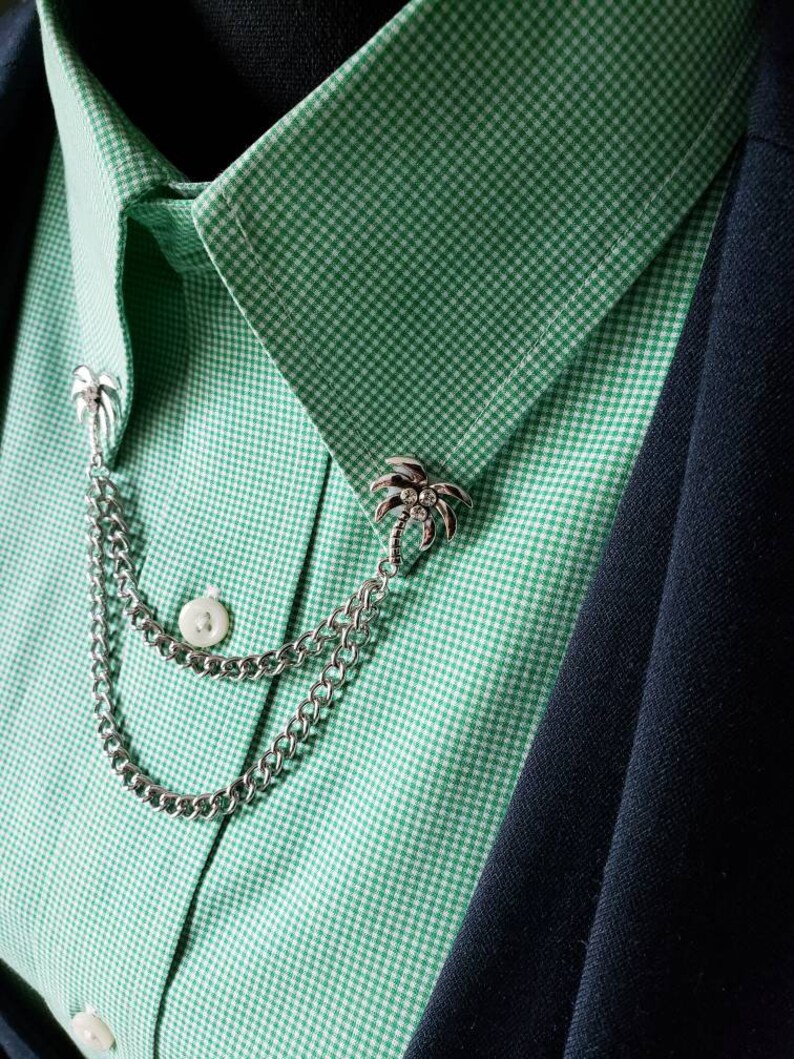 Double Collar Pins Set Pocket Watch Chain Lapel Pin Palm Etsy