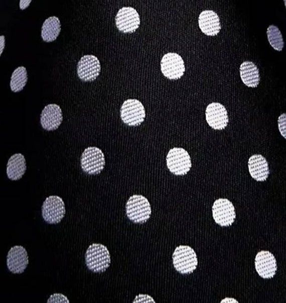 9 inches Square Black with Silver Dots Silk Top Pocket Square 23cm x 23cm 
