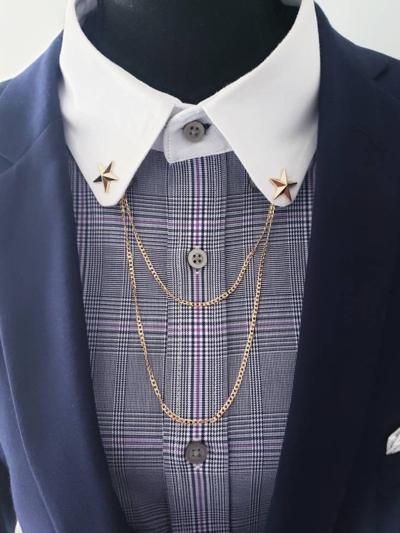 Collar Pins Collar Chain Shirt Clip Lapel Pin Star Etsy