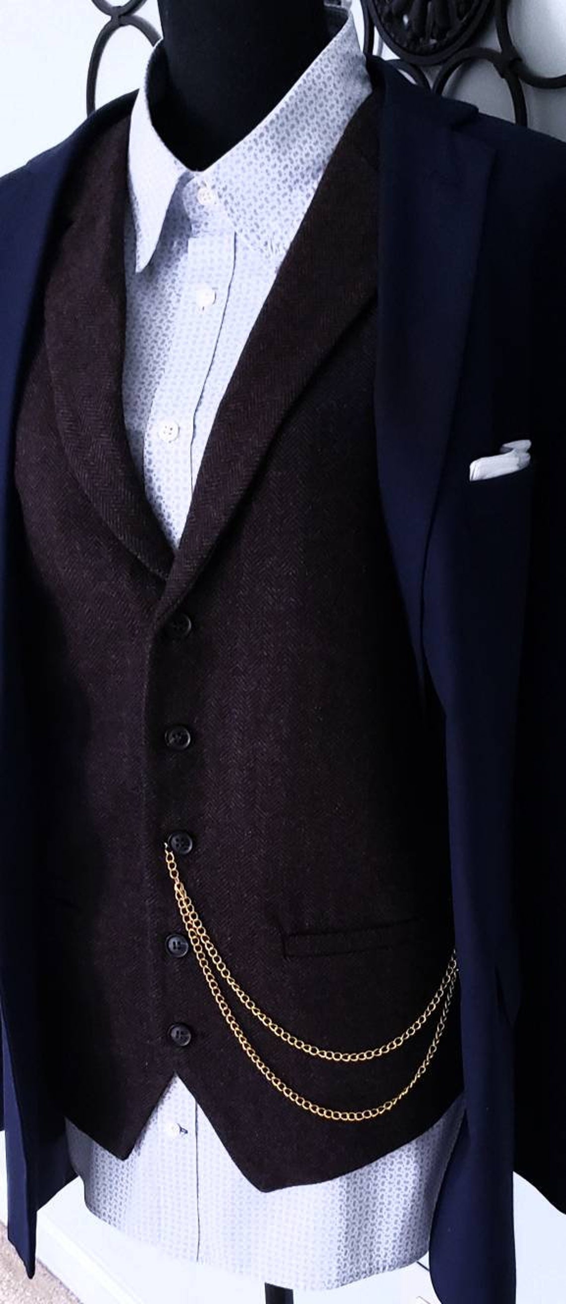 Pocket Watch Chain Vest Chain for Men Gold Tone Fob T Etsy