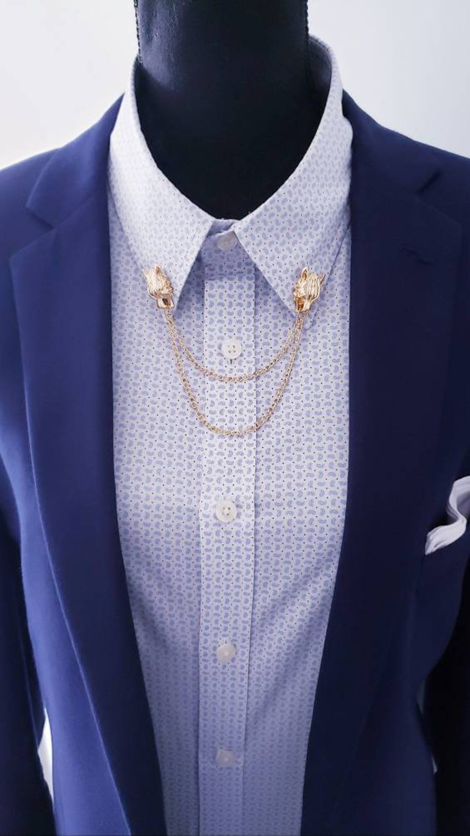 Épingles à col Chaîne de collier Argent Clip chemise Etsy