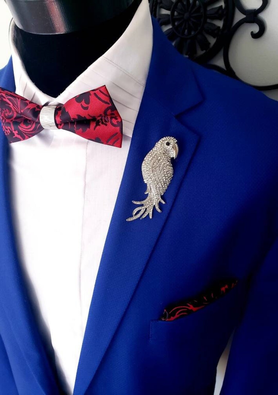 Crystal Parrot Lapel Pin Shirt Pin Rhinestones Brooch Etsy