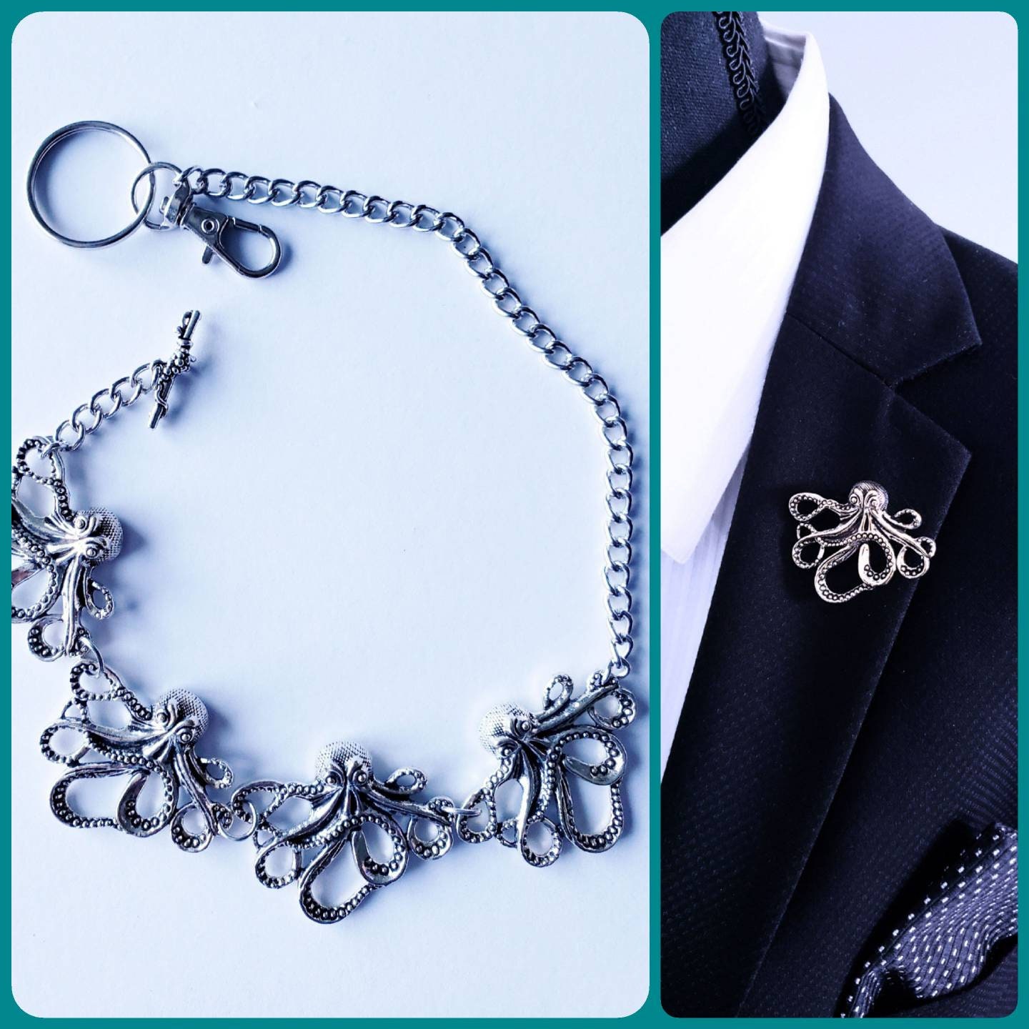 Pocket Watch Chain Vest Chain for Men Silver Tone Fob T Etsy