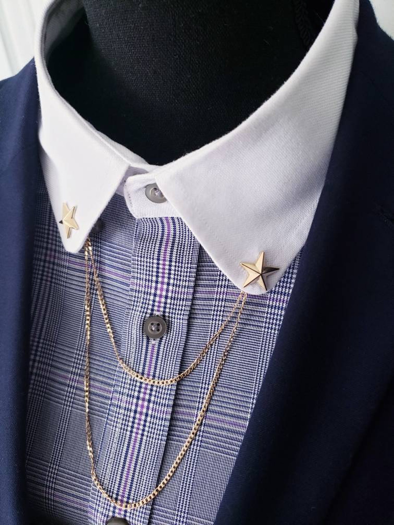 Collar Pins Collar Chain Shirt Clip Lapel Pin Star Etsy UK