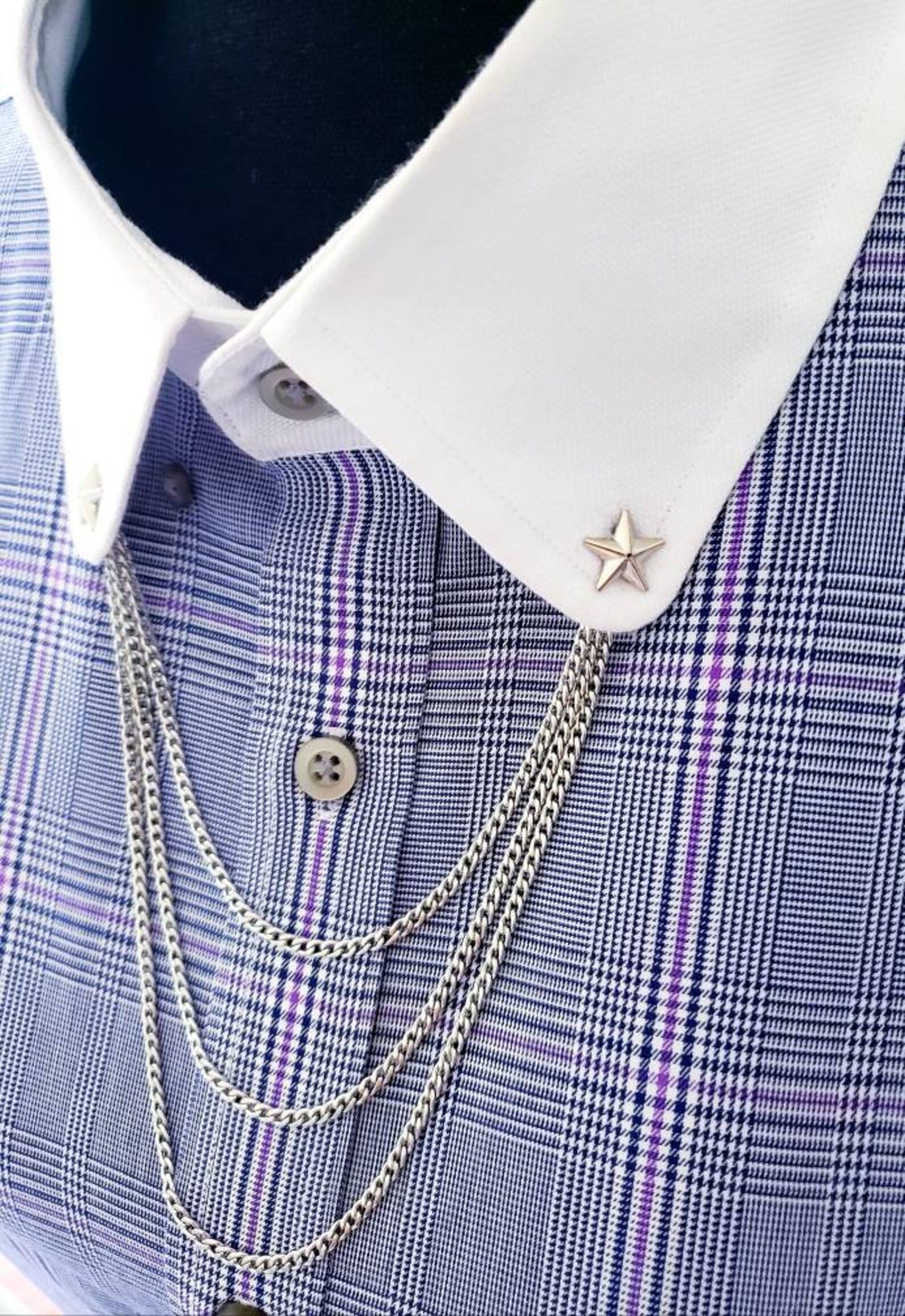 Collar Pins Collar Chain Shirt Clip Lapel Pin Star Etsy