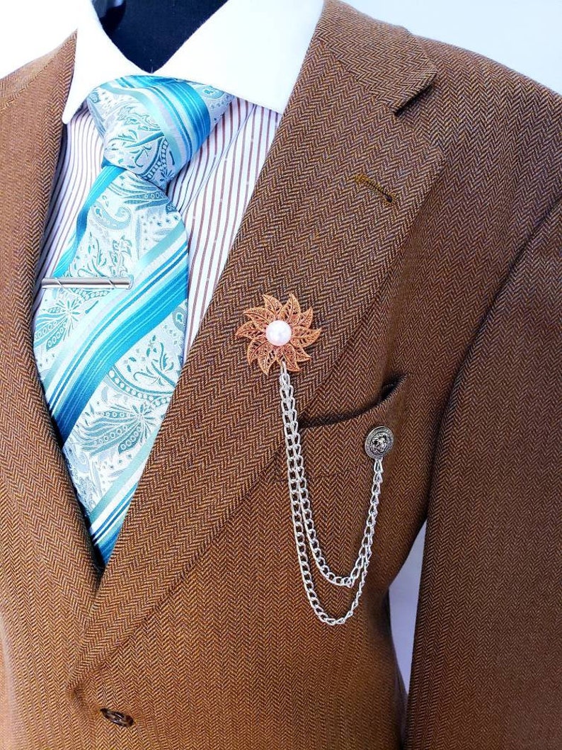 Elegant Lapel Pin Badge with Silver Chains/Lion Brooch Pin for Etsy