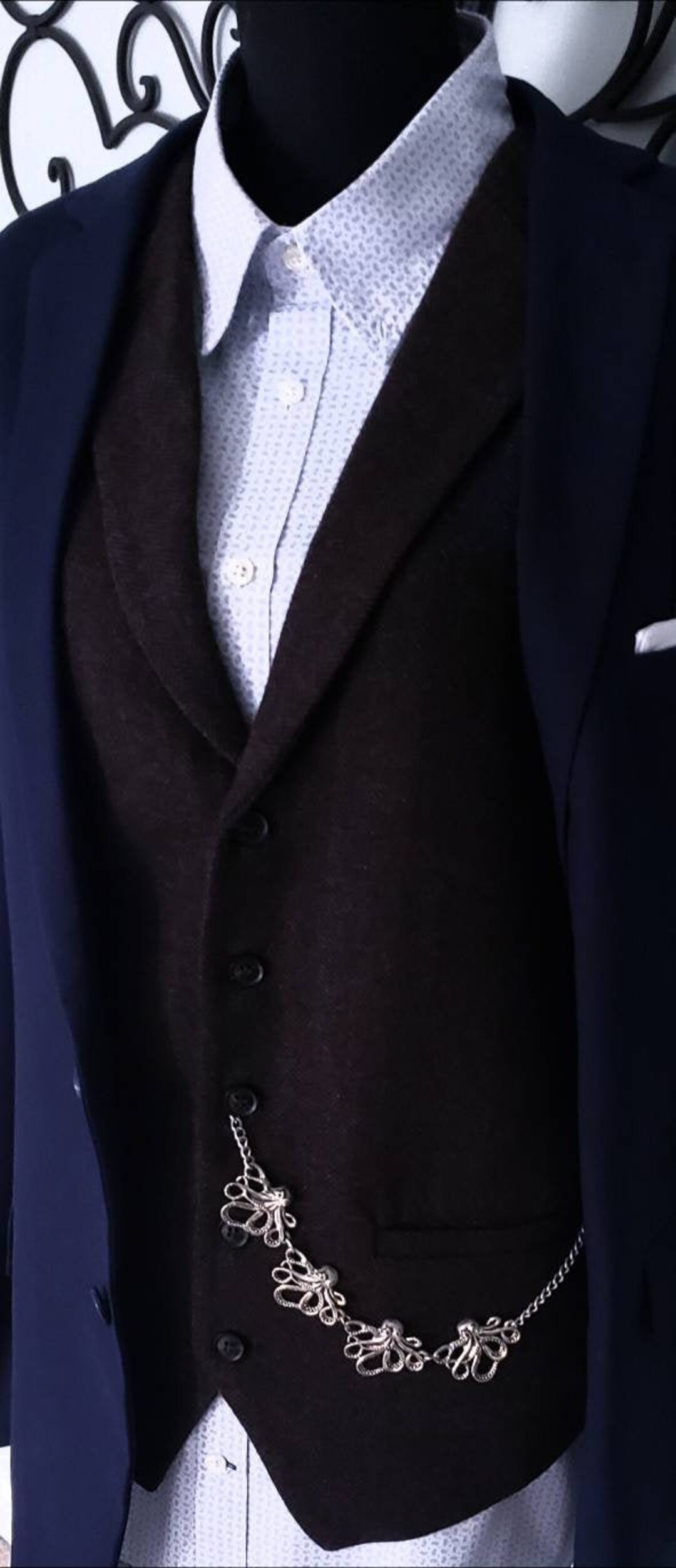 Pocket Watch Chain Vest Chain for Men Silver Tone Fob T Etsy