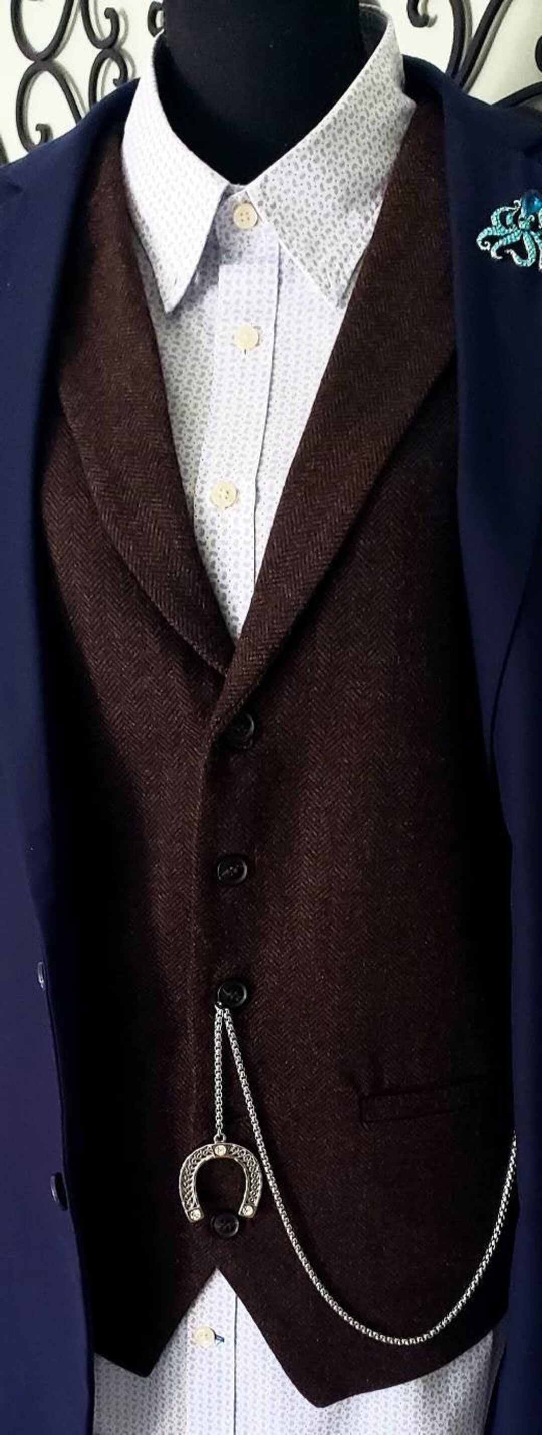 Pocket Watch Chain Vest Chain for Men Silver Tone Fob T Etsy