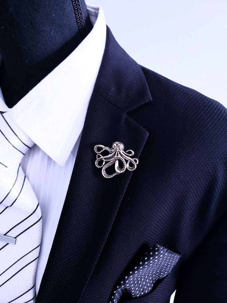 Octopus Lapel Pins Clasp Crystal Badge Brooch Pins Etsy