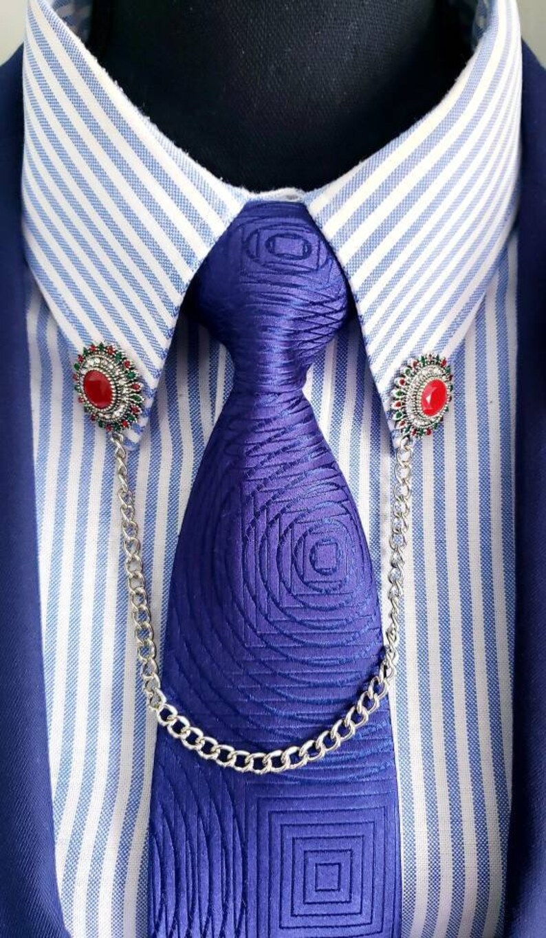 Collar Pins Collar Chain Shirt Clip Lapel Pin with Red Etsy