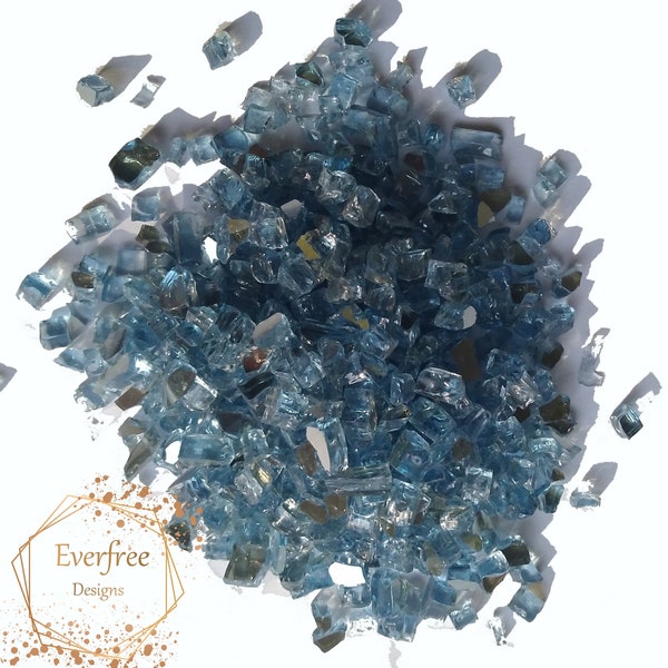 Bleu cornflower en verre concassé - copeaux de verre - miroir - gravier pailleté - bijoux - résine - bijoux écrasés - mosaïque - géode - scintillement - pierres précieuses