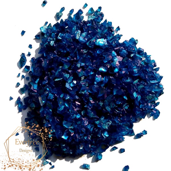 Crushed glass sapphire blue glass chips - mirror - glitter gravel - resin - crushed jewels - glitter glass - geode - epoxy resin - 0