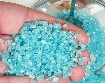 Cotton candy turquoise Crushed glass - Crystal chips - glitter ice - gravel - vase filler - mixed media - resin geode - wedding decor