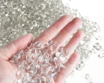 Glass Pebbles, Clear, Glass Gravel, Transparent bubble stone, Crystal chips, glitter ice, vase filler, resin geode art, wedding deco, mosaic