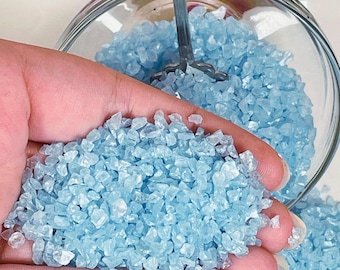 Cotton candy cloud blue Crushed glass - Crystal chips - glitter ice - gravel - vase filler - mixed media - resin geode - wedding decor