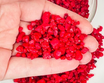Bright ruby red Pebbles, Red Pebble Gravel,  bubble stone, Crystal chips, vase filler, resin geode art, wedding deco, mosaic fairy