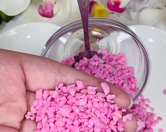 Cotton candy MATTE pink Crushed glass - Crystal chips - glitter ice - gravel - vase filler - mixed media - resin geode - wedding decor