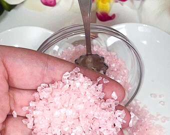 Cotton candy blush pink Crushed glass - Crystal chips - glitter ice - gravel - vase filler - mixed media - resin geode - wedding decor