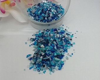 Crushed glass winter mix blue white silver  glass chips - mirror - glitter gravel - resin - crush jewel - crush crystals - geode - epoxy 0
