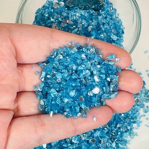 Crushed glass deep sky blue - glass chips - mirror - glitter gravel - resin - crushed jewels -- geode 0