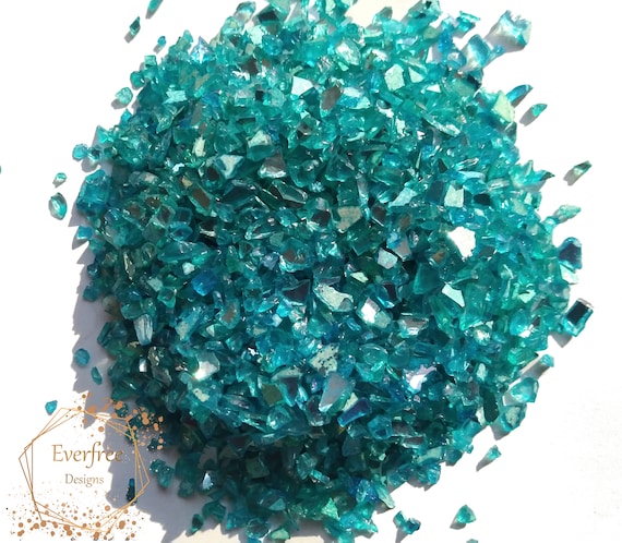 Crushed Glass Teal Blue Glass Chips Mirror Glitter Gravel Resin Crushed  Jewels Glitter Glass Geode Epoxy Resin 