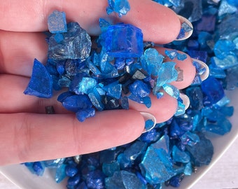 Sapphire Blue Crystal Mix Crushed glass - faux Crystal chips - glitter ice - gravel - vase filler - resin geode - wedding decor - epoxy