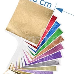 imitation feuille d’or - feuille métallique - feuille de goild - feuille d’art - nail art - résine - peinture - porte-clés - artisanat - slime - bricolage - dorure -