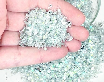 Crushed glass clear iridescent sparkle glass chips - mirror - glitter gravel - resin - crushed jewels glitter glass - geode - epoxy resin 0