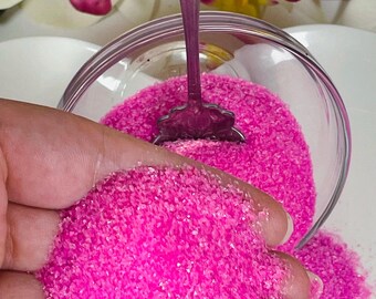 Super fine NEON pink Crushed glass - Crystal chips - glitter ice - gravel - vase filler - mixed media - resin geode - wedding decor