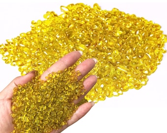 Glass Pebbles, Yellow, Glass Gravel, Transparent bubble stone, Faux River Glass, fairy, vase filler, resin geode art, wedding deco, mosaic