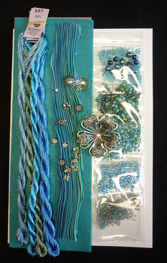 DIY Beaded Bracelet Kit viridian / Bead Embroidery / Jewelry