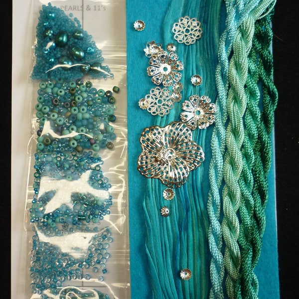 Kit bracelet Shibori avec perles trouve Broderie brésilienne - Vagues des Caraïbes