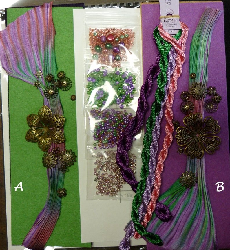 Fields of Flowers Shibori Bracelet Kit With Beads Findings Brazilian Embroidery